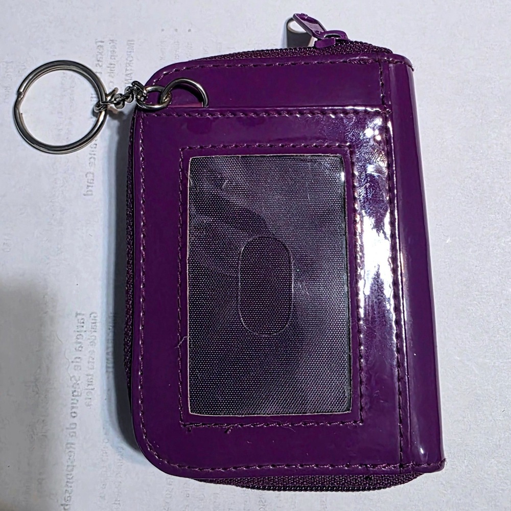 Graffiti Print Bifold Keychain Wallet Purple Zip Coin Purse ID Window Streetwear - Picture 3 of 9